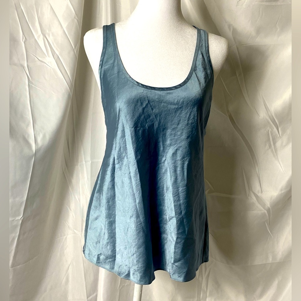 NEW Alexander Wang Crinkled Satin Tank Top in Blue Small